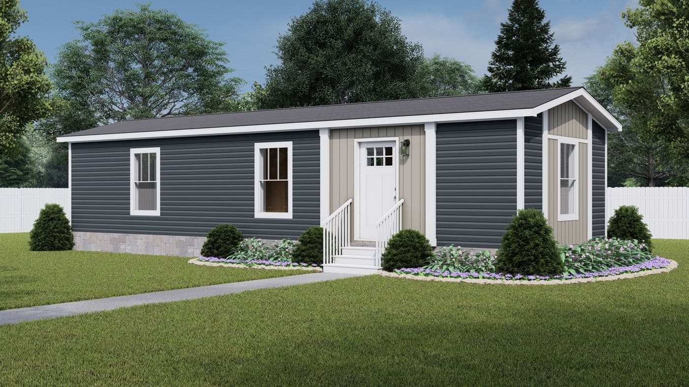 The YESTERDAY Exterior. This Manufactured Mobile Home features 1 bedroom and 1 bath.