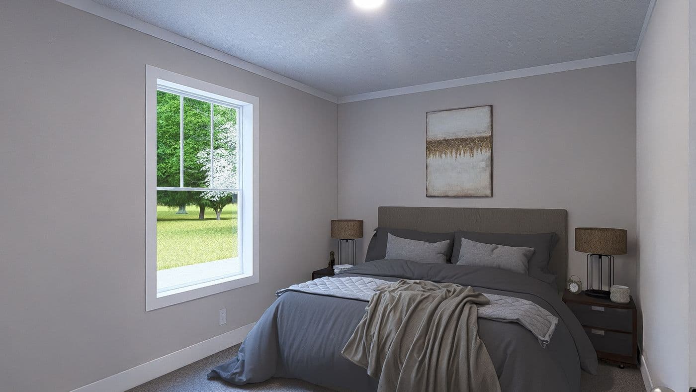 The LEAN ON ME Exterior. This Manufactured Mobile Home features 3 bedrooms and 2 baths.