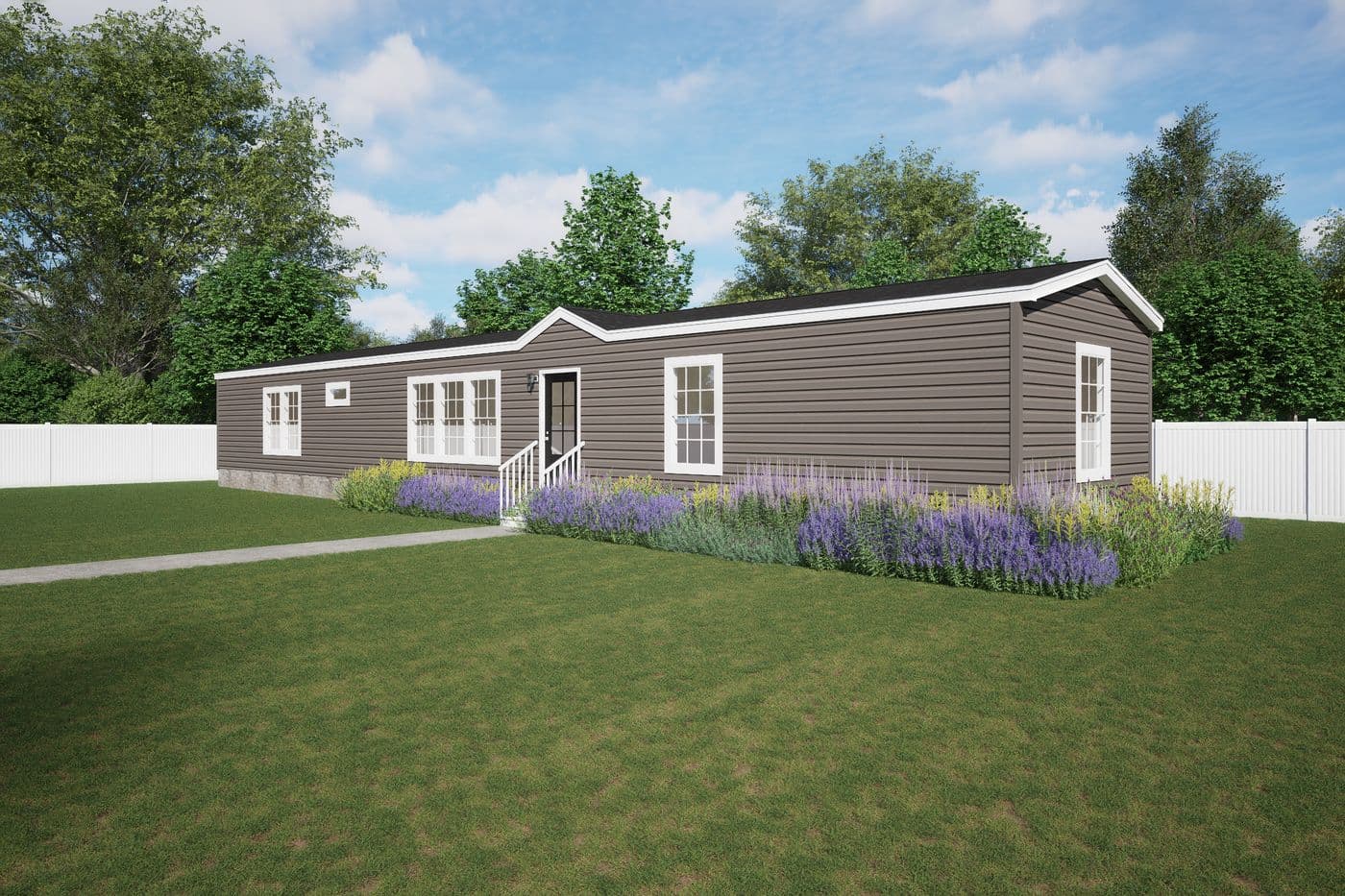 The THE HALSEY Exterior. This Manufactured Mobile Home features 3 bedrooms and 2 baths.