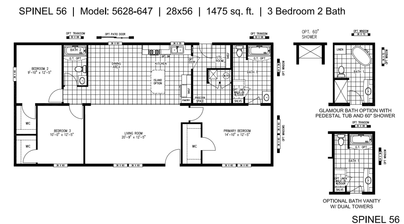 The SPINEL Exterior. This Manufactured Mobile Home features 3 bedrooms and 2 baths.