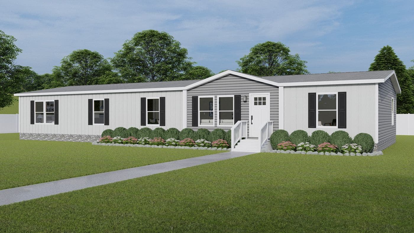 The EVEREST Exterior. This Manufactured Mobile Home features 4 bedrooms and 2 baths.