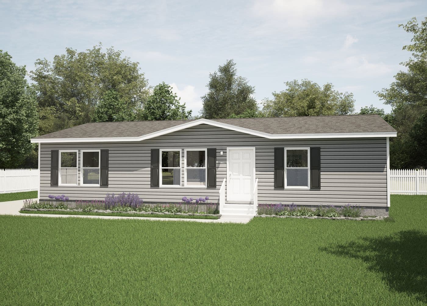 The GROVE Exterior. This Manufactured Mobile Home features 3 bedrooms and 2 baths.