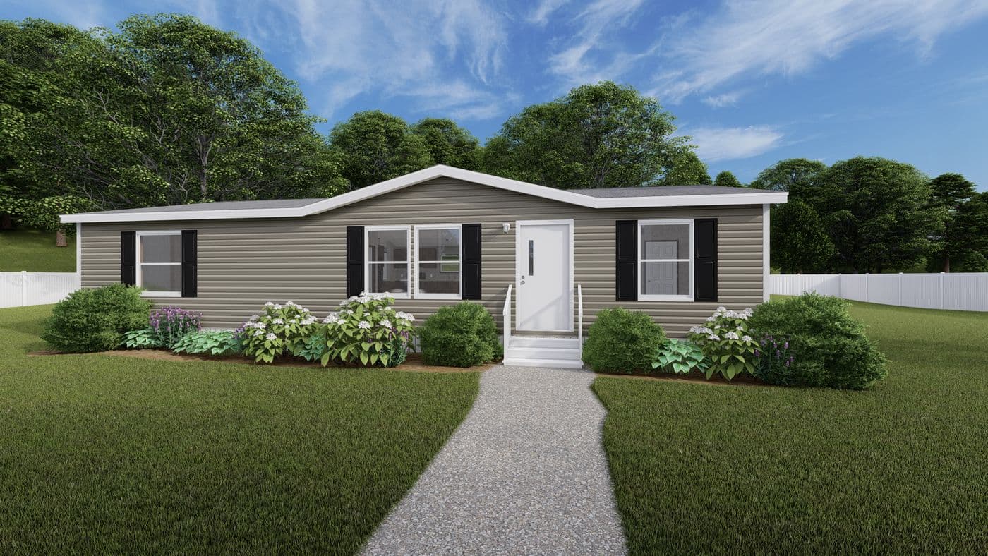The MAPLE Exterior. This Manufactured Mobile Home features 3 bedrooms and 2 baths.