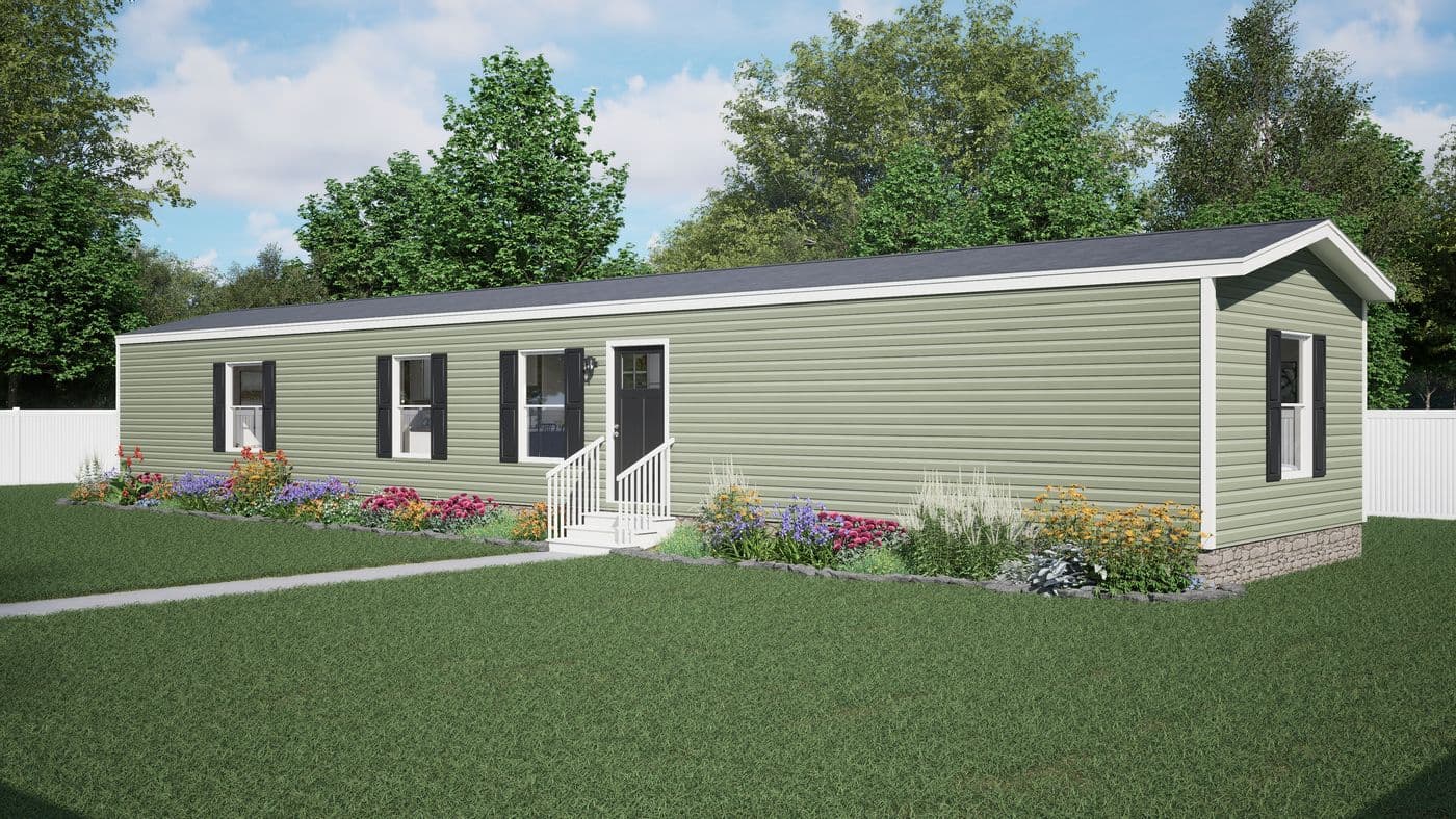 The DYNAMIC Exterior. This Manufactured Mobile Home features 3 bedrooms and 2 baths.