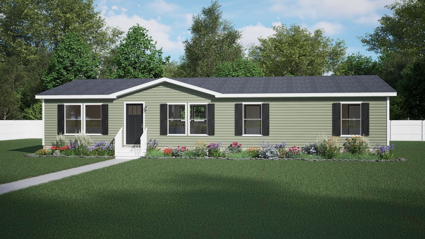 The THE PURPOSE Exterior. This Manufactured Mobile Home features 4 bedrooms and 2 baths.