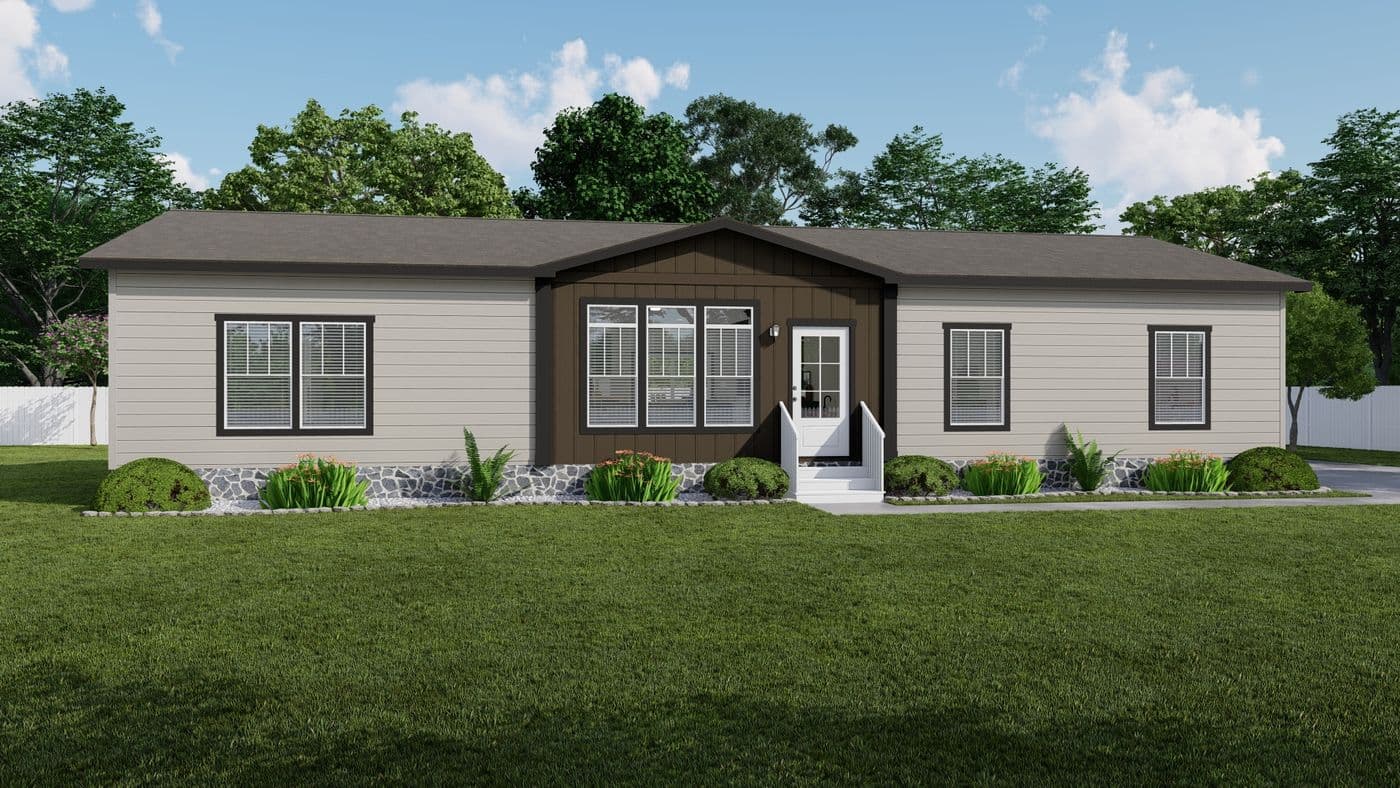 The THE SIERRA Exterior. This Manufactured Mobile Home features 4 bedrooms and 2 baths.