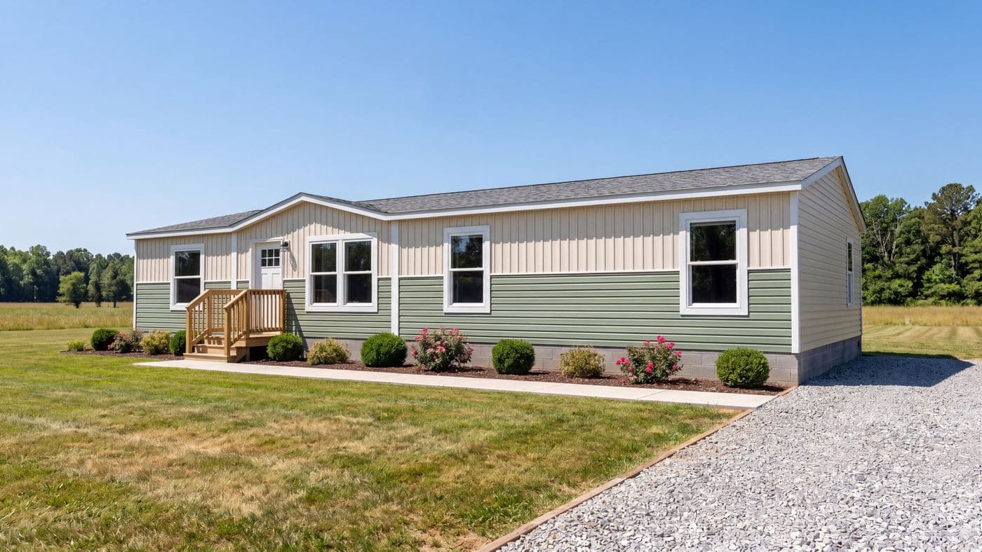 The BOONE Exterior. This Manufactured Mobile Home features 4 bedrooms and 2 baths.