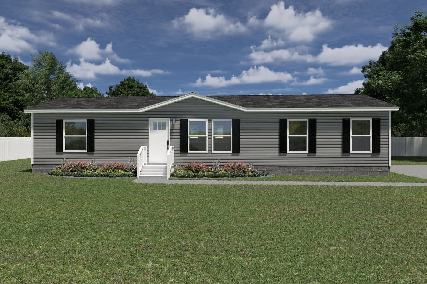 The EXPLORER Exterior. This Manufactured Mobile Home features 3 bedrooms and 2 baths.