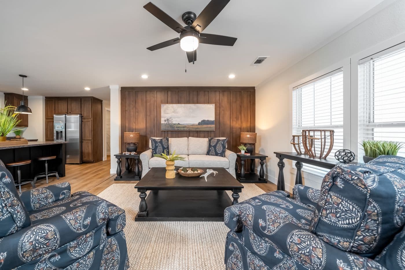 The LEAN ON ME Exterior. This Manufactured Mobile Home features 3 bedrooms and 2 baths.