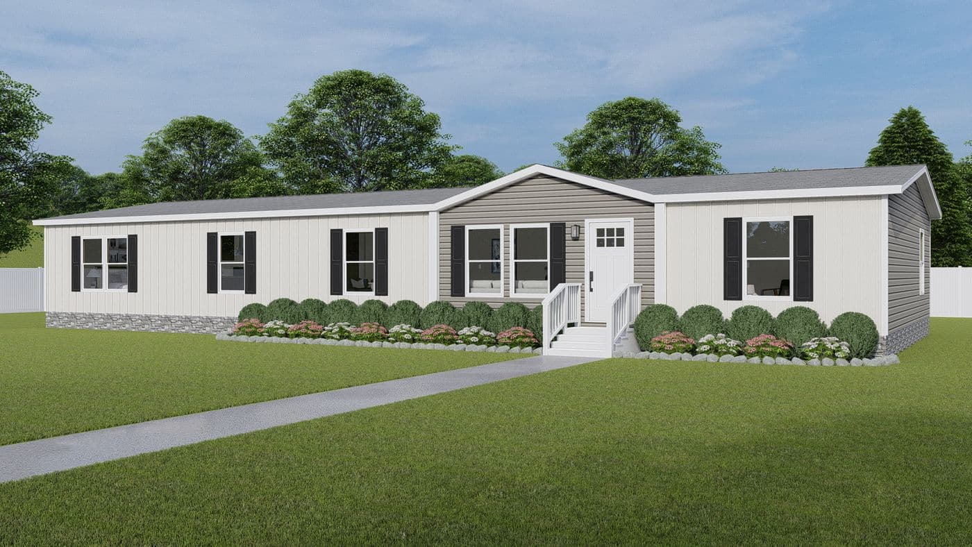 The EVEREST Exterior. This Manufactured Mobile Home features 4 bedrooms and 2 baths.