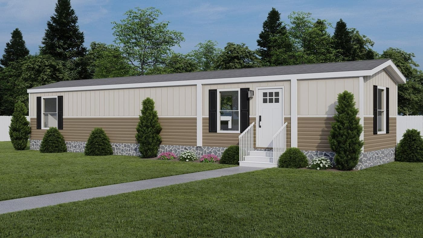 Clay - Southern Ranch. The POLO 6014-1456 Exterior. This Manufactured Mobile Home features 2 bedrooms and 2 baths.
