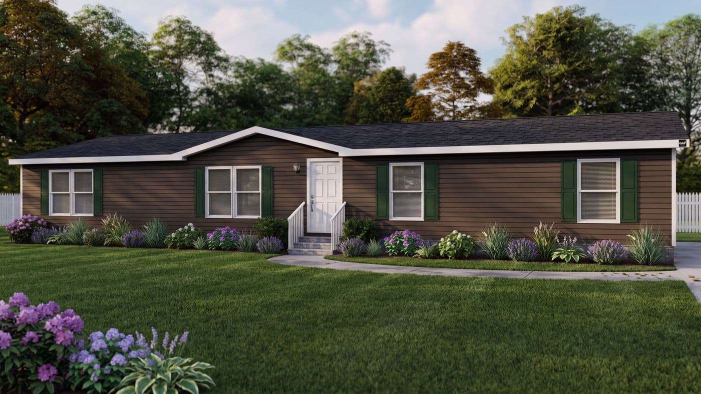 The TRADITION 3268B Exterior. This Manufactured Mobile Home features 5 bedrooms and 3 baths.