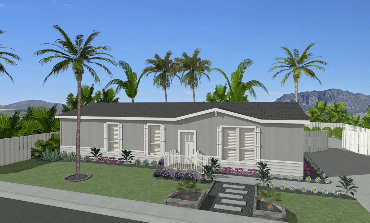 The HRR 2856-3E          LIGHTFOOT Exterior. This Manufactured Mobile Home features 3 bedrooms and 2 baths.