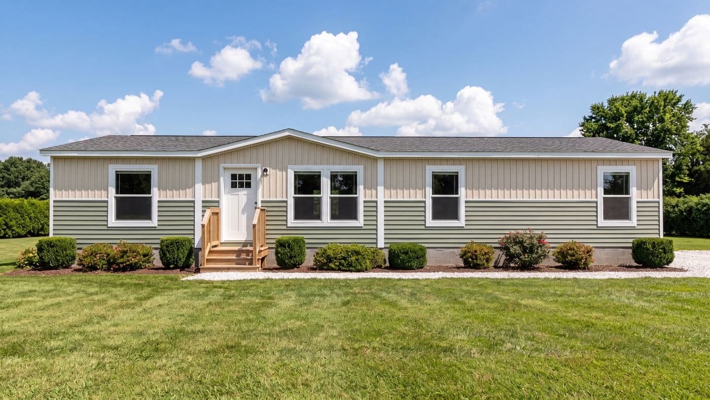 The BOONE Exterior. This Manufactured Mobile Home features 4 bedrooms and 2 baths.