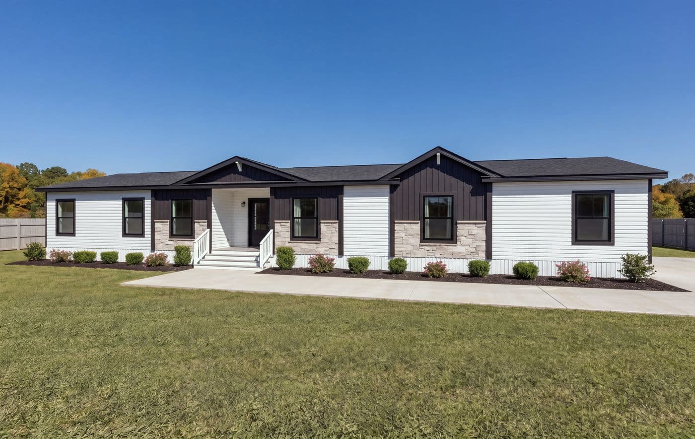 The THE ROOSEVELT Exterior. This Manufactured Mobile Home features 4 bedrooms and 3 baths.