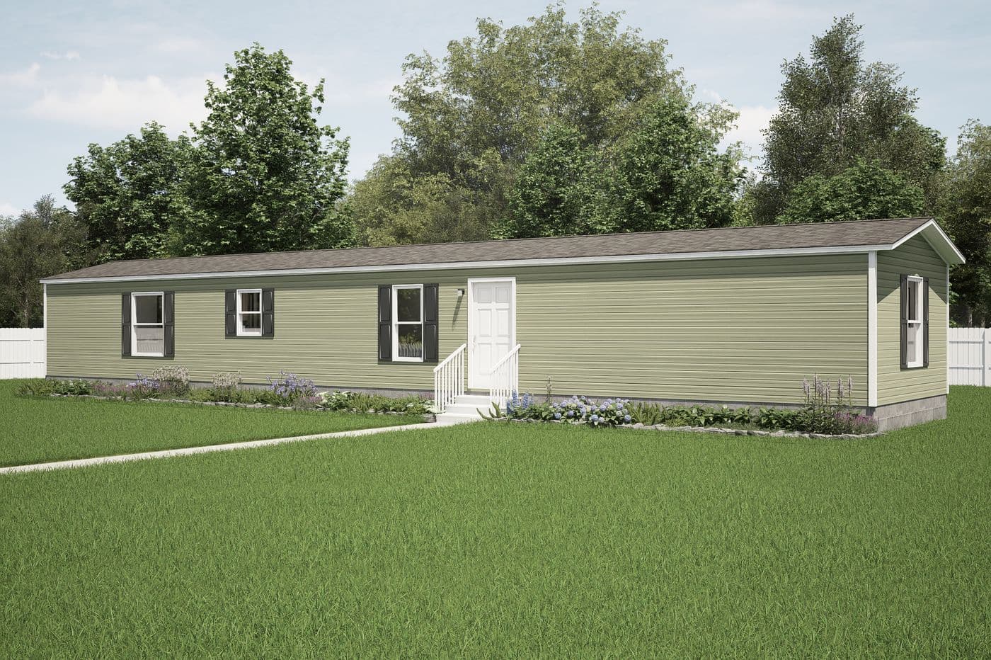 The OASIS Exterior. This Manufactured Mobile Home features 3 bedrooms and 2 baths.