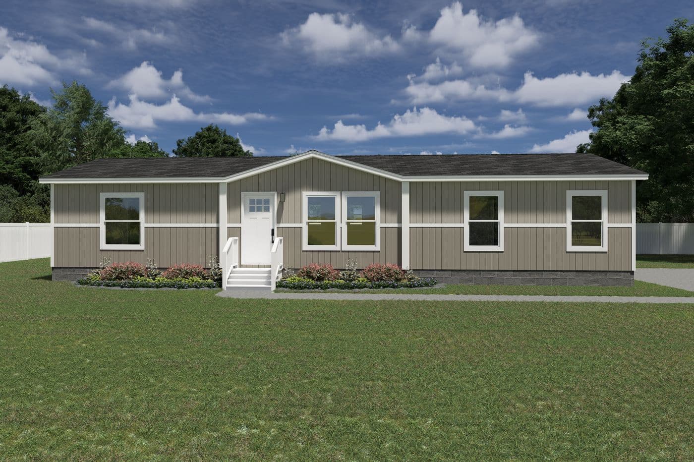 The EXPLORER Exterior. This Manufactured Mobile Home features 3 bedrooms and 2 baths.