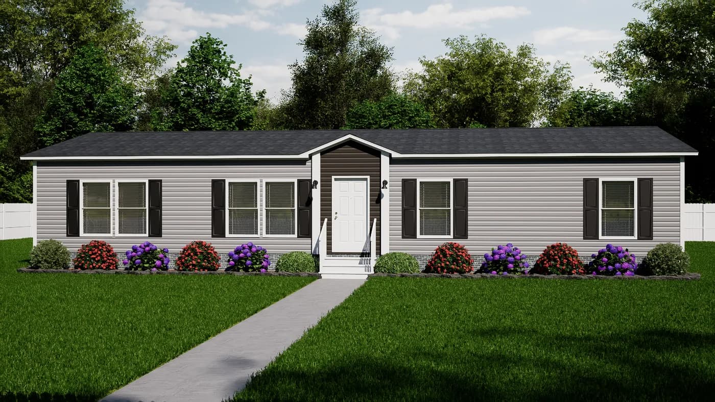 The BELLA VISTA Exterior. This Manufactured Mobile Home features 3 bedrooms and 2 baths.
