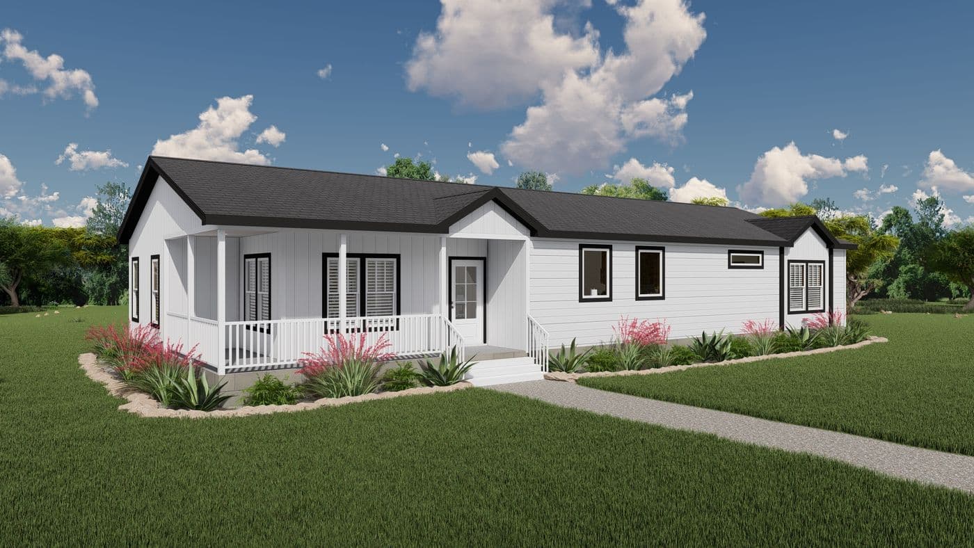 The THE DENALI Exterior. This Manufactured Mobile Home features 3 bedrooms and 2 baths.