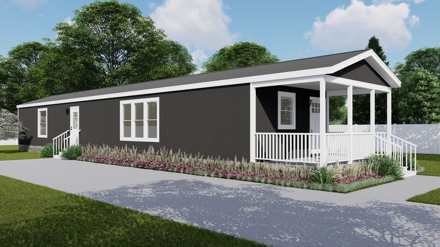 The RETREAT LIVING 16682A Exterior. This Manufactured Mobile Home features 2 bedrooms and 2 baths.