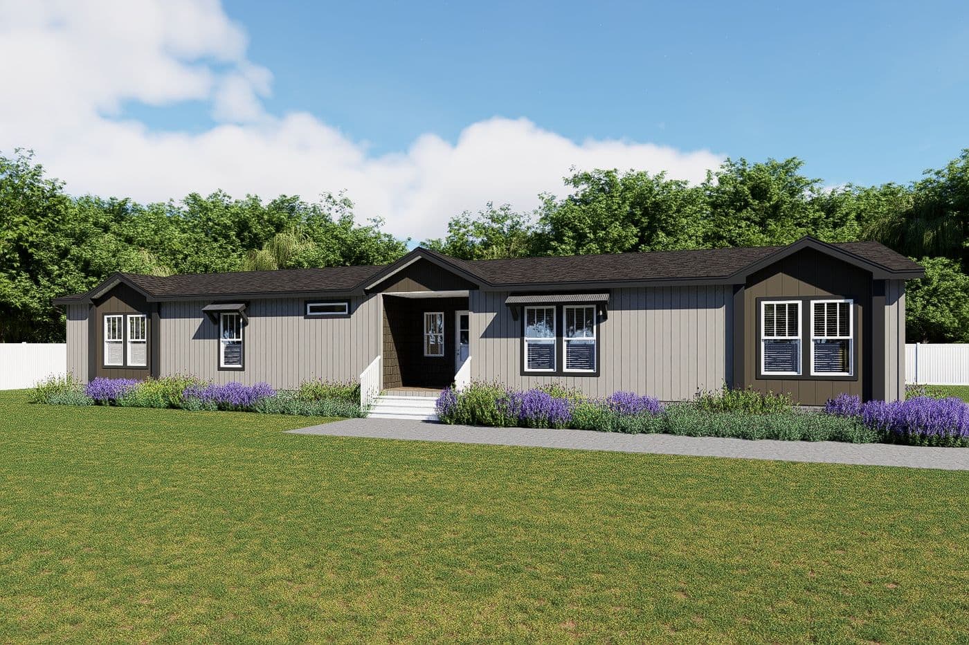 The THE VALENTINO Exterior. This Manufactured Mobile Home features 4 bedrooms and 2.5 baths.
