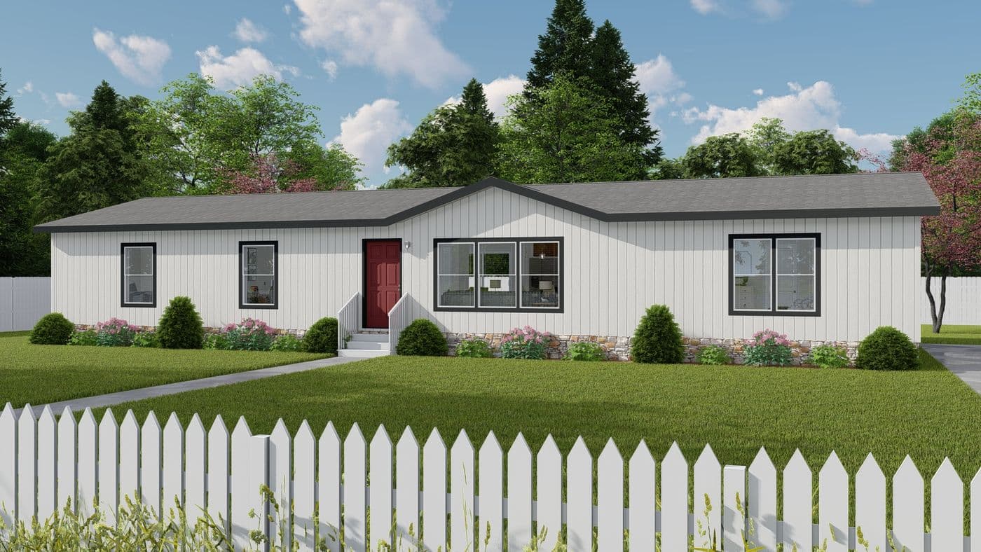 The DRM711F 71'              DREAM Exterior. This Manufactured Mobile Home features 5 bedrooms and 3 baths.