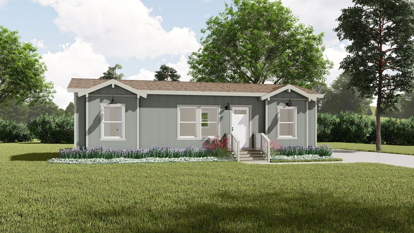 The CORONADO 2040A Farmhouse Exterior. This Manufactured Mobile Home features 2 bedrooms and 2 baths.