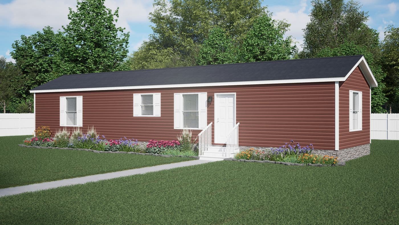 The 5616-CC01 CORNERSTONE 56 Exterior. This Manufactured Mobile Home features 2 bedrooms and 2 baths.