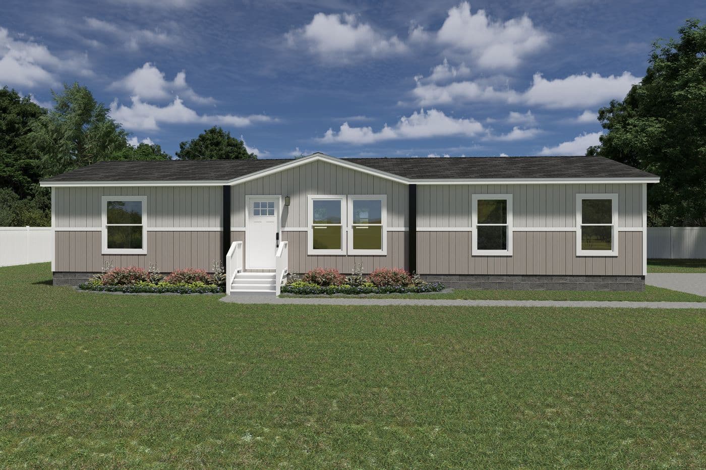 The EXPLORER Exterior. This Manufactured Mobile Home features 3 bedrooms and 2 baths.