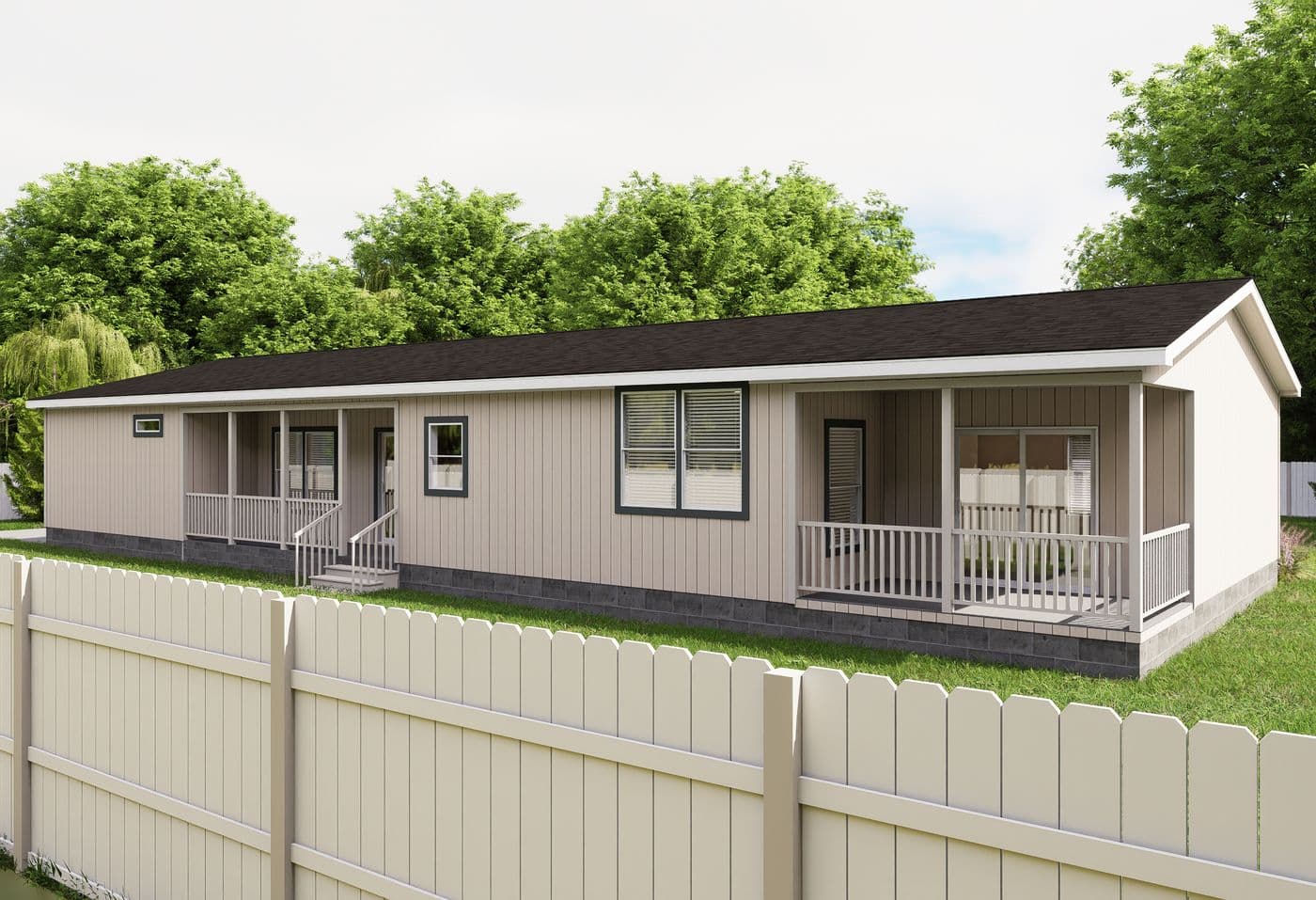 The ING763G PALM Exterior. This Manufactured Mobile Home features 3 bedrooms and 2 baths.