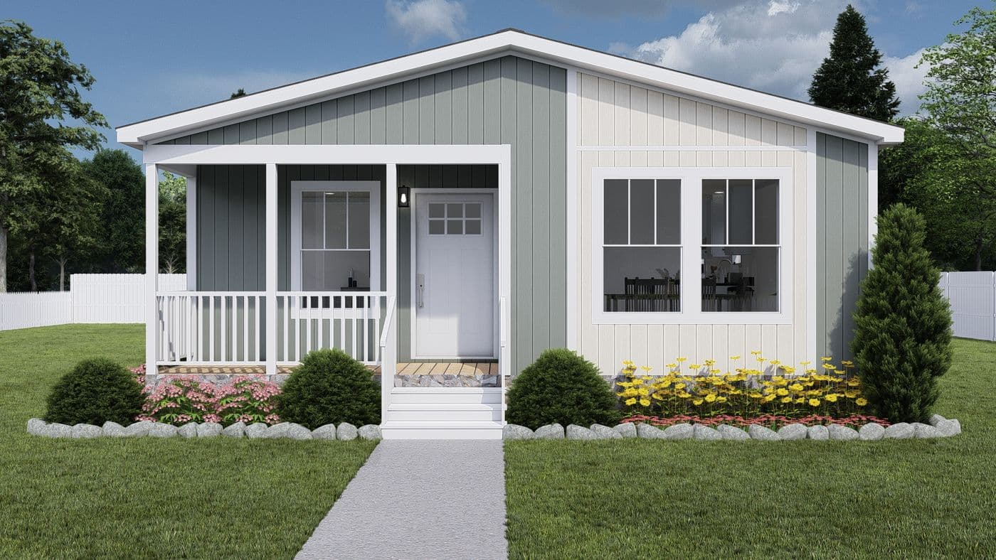 The JOHNNY B GOODE Exterior. This Manufactured Mobile Home features 3 bedrooms and 2 baths.