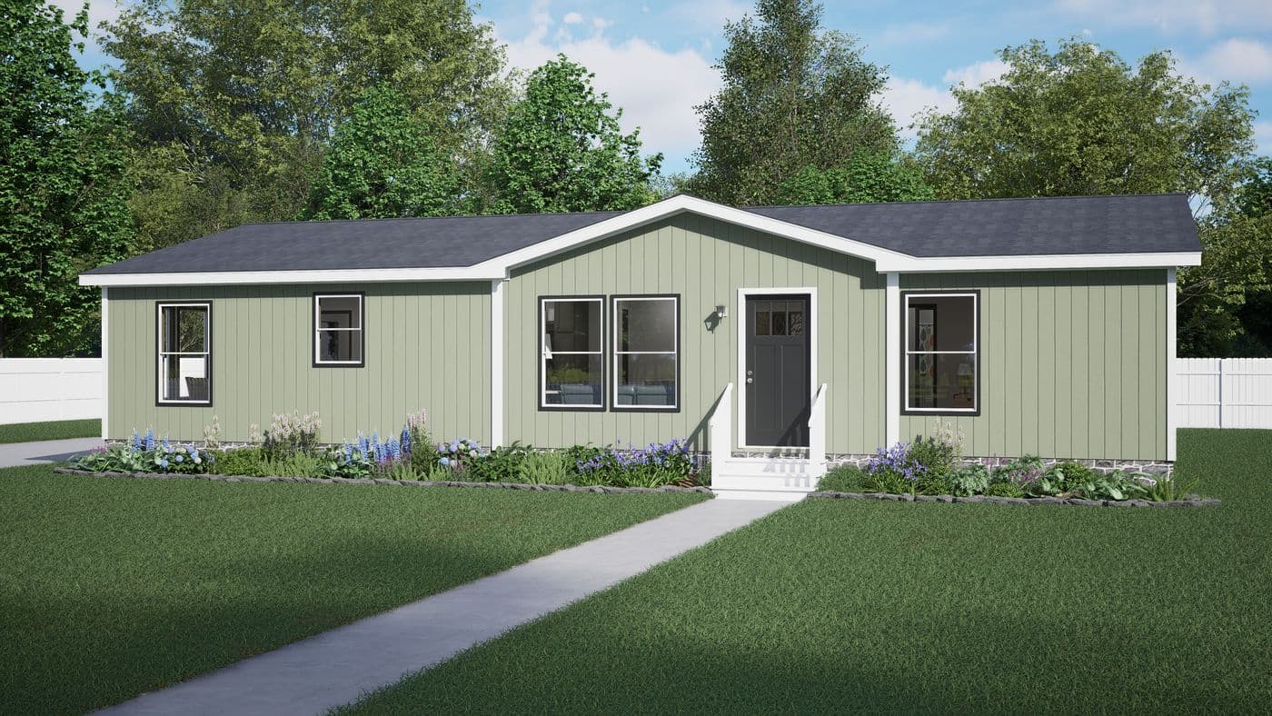 The FLOURISH Exterior. This Manufactured Mobile Home features 3 bedrooms and 2 baths.