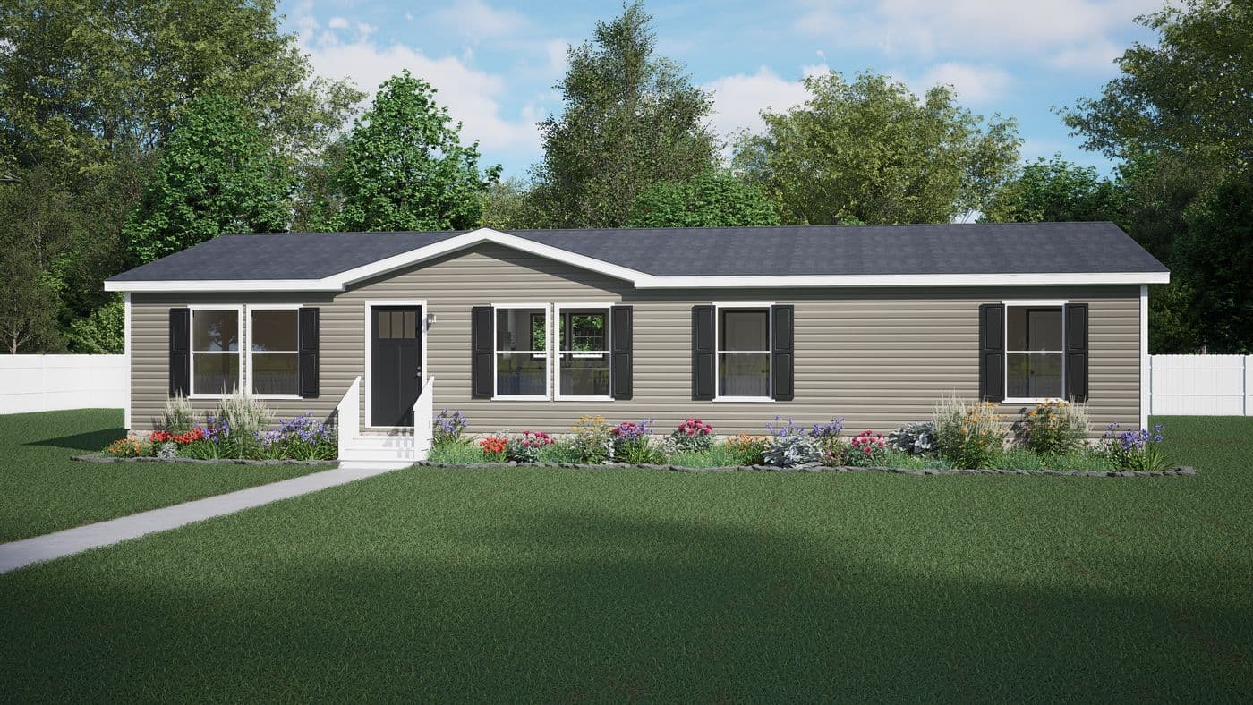 The THE PURPOSE Exterior. This Manufactured Mobile Home features 4 bedrooms and 2 baths.
