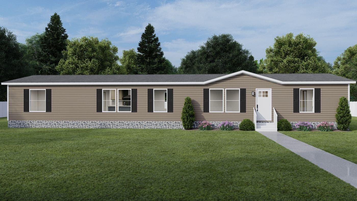 The RAINIER Exterior. This Manufactured Mobile Home features 4 bedrooms and 3 baths.