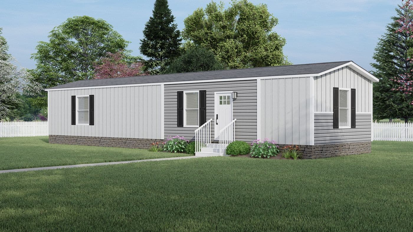The LEWIS 16X56 Exterior. This Manufactured Mobile Home features 2 bedrooms and 2 baths.