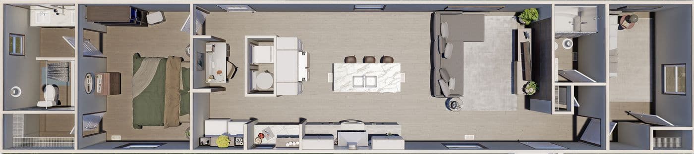 The TIDE Exterior. This Manufactured Mobile Home features 2 bedrooms and 2 baths.
