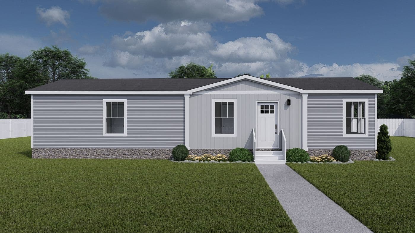 The THREE LITTLE BIRDS Exterior. This Manufactured Mobile Home features 3 bedrooms and 2 baths.