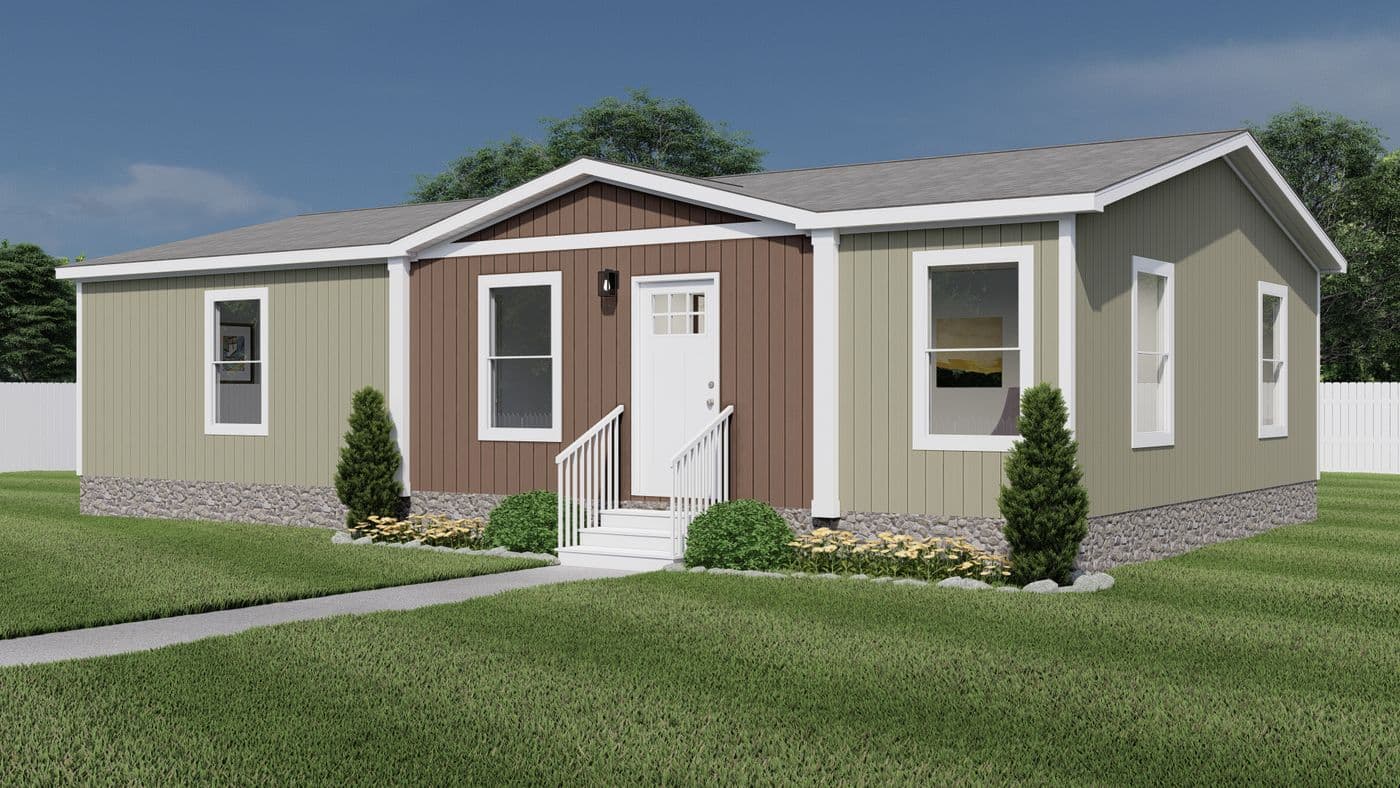 The BEAUTIFUL MORNING Exterior. This Modular Home features 3 bedrooms and 2 baths.