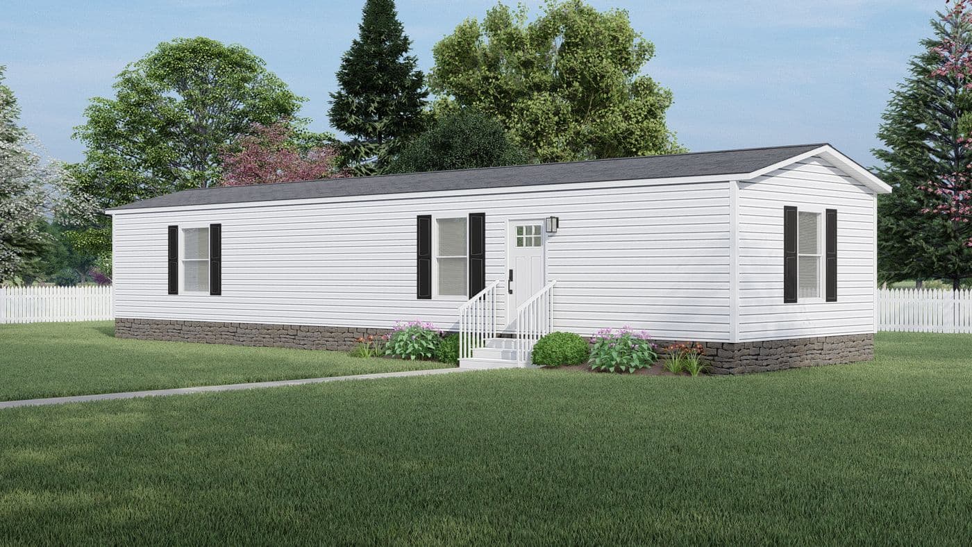 The LEWIS 16X56 Exterior. This Manufactured Mobile Home features 2 bedrooms and 2 baths.