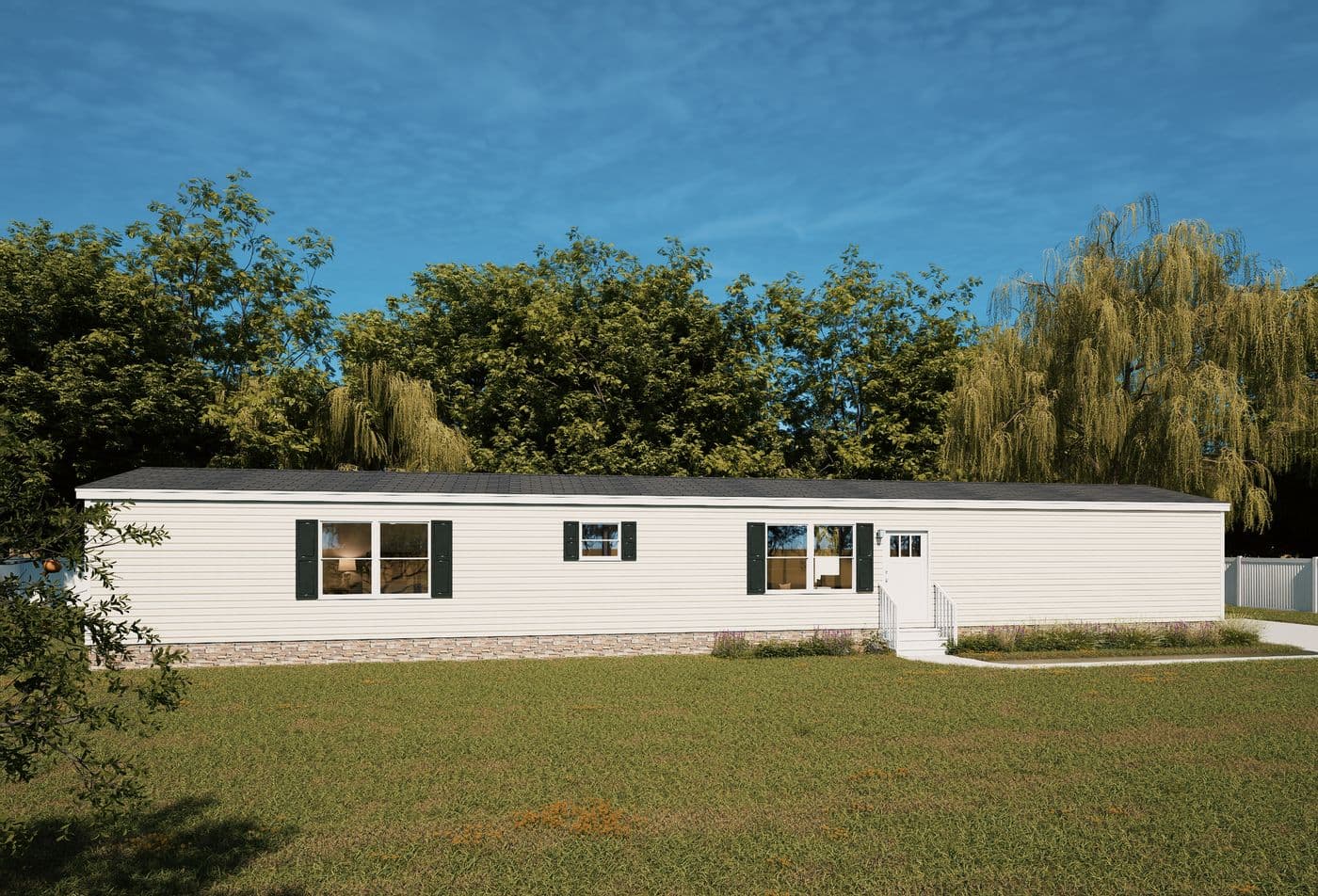 The ULTRA FLEX ANNIVERSARY PLUS Exterior. This Manufactured Mobile Home features 3 bedrooms and 2 baths.