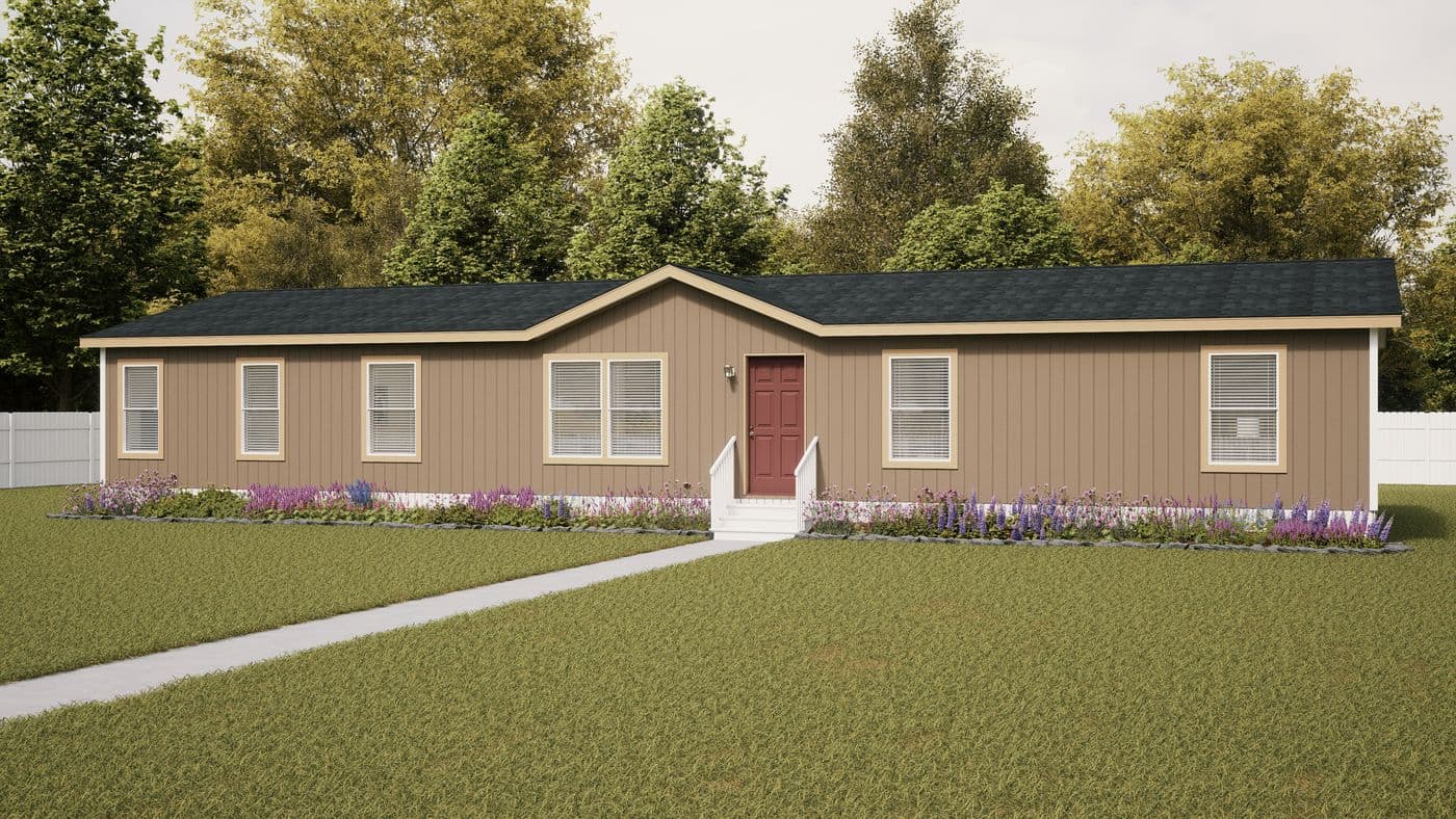The DRM682F 68'              DREAM Exterior. This Manufactured Mobile Home features 4 bedrooms and 2 baths.