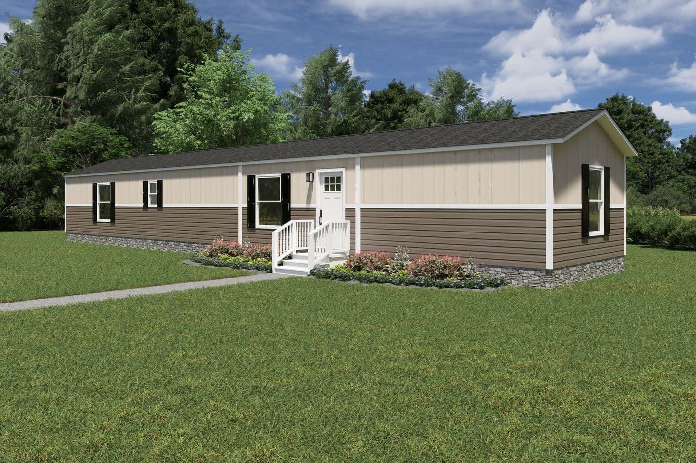 The MARINER Exterior. This Manufactured Mobile Home features 3 bedrooms and 2 baths.