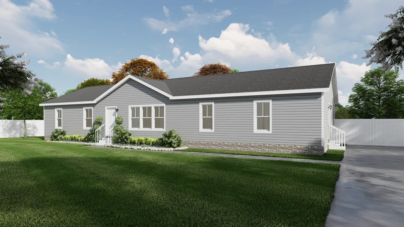 The LEGEND 402 Exterior. This Manufactured Mobile Home features 3 bedrooms and 2 baths.