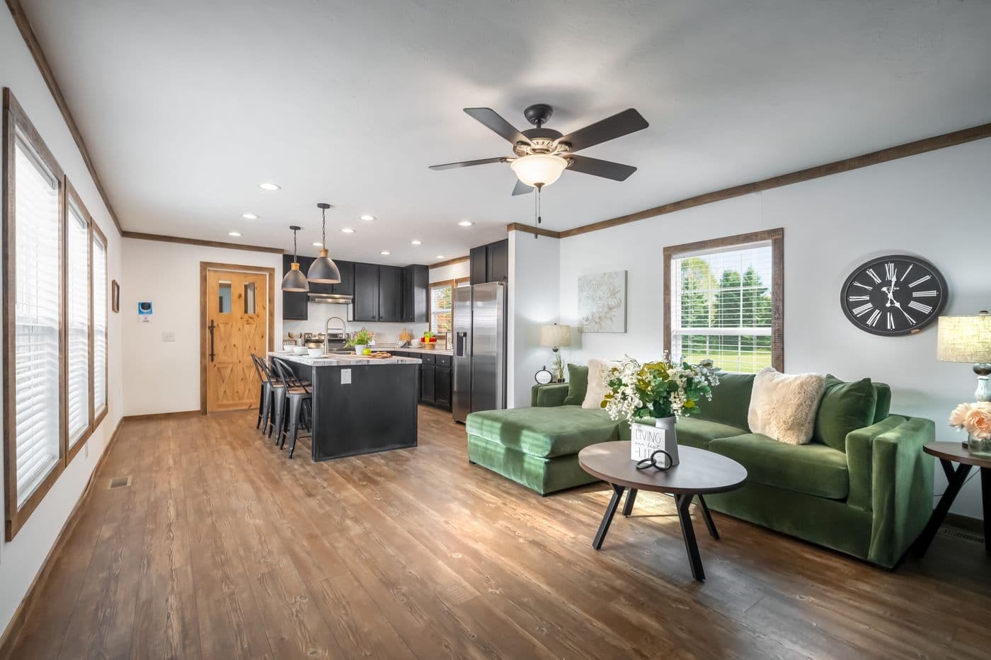 The THE HALSEY Exterior. This Manufactured Mobile Home features 3 bedrooms and 2 baths.