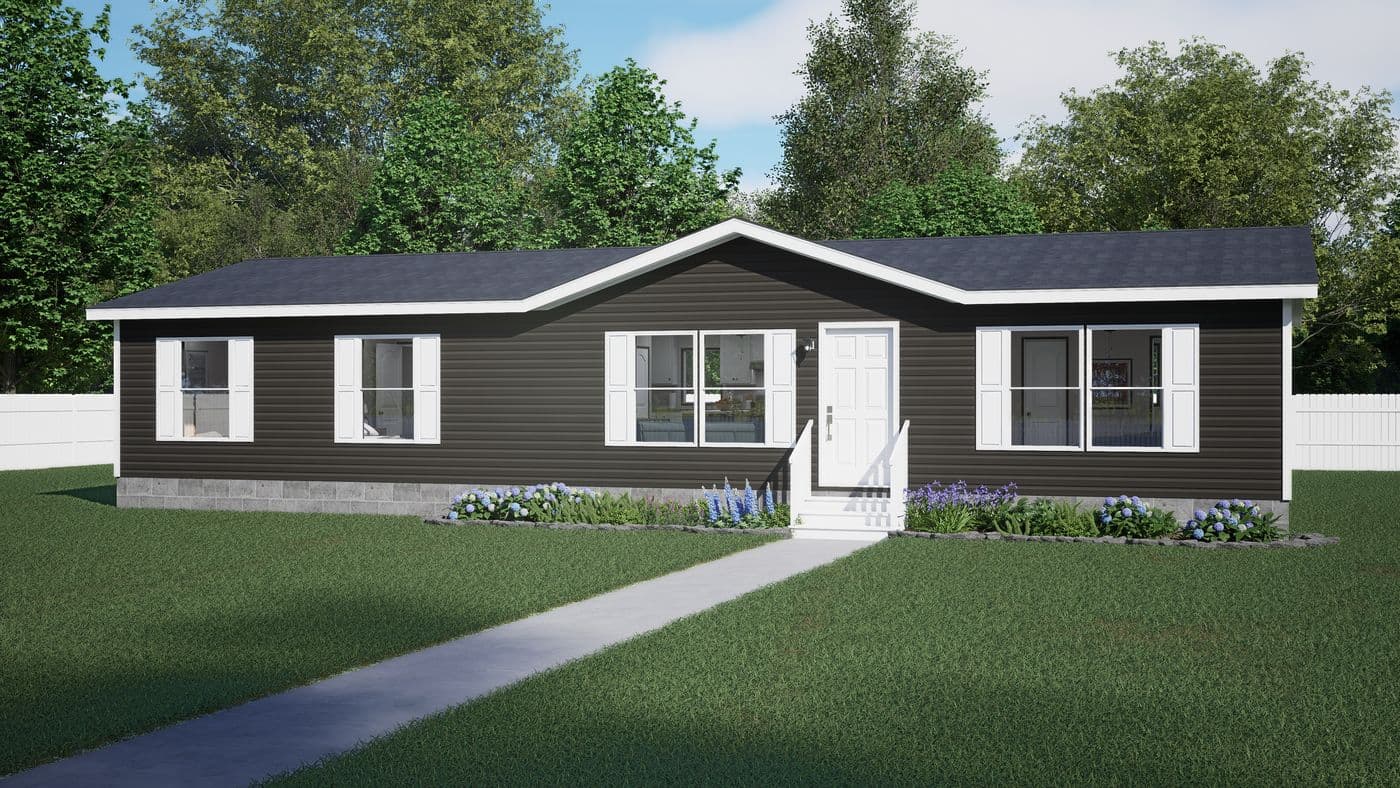 The THE MOUNTAINEER 56 Exterior. This Manufactured Mobile Home features 3 bedrooms and 2 baths.