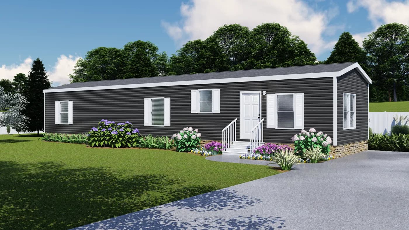 The THE LODGE Exterior. This Manufactured Mobile Home features 2 bedrooms and 2 baths.