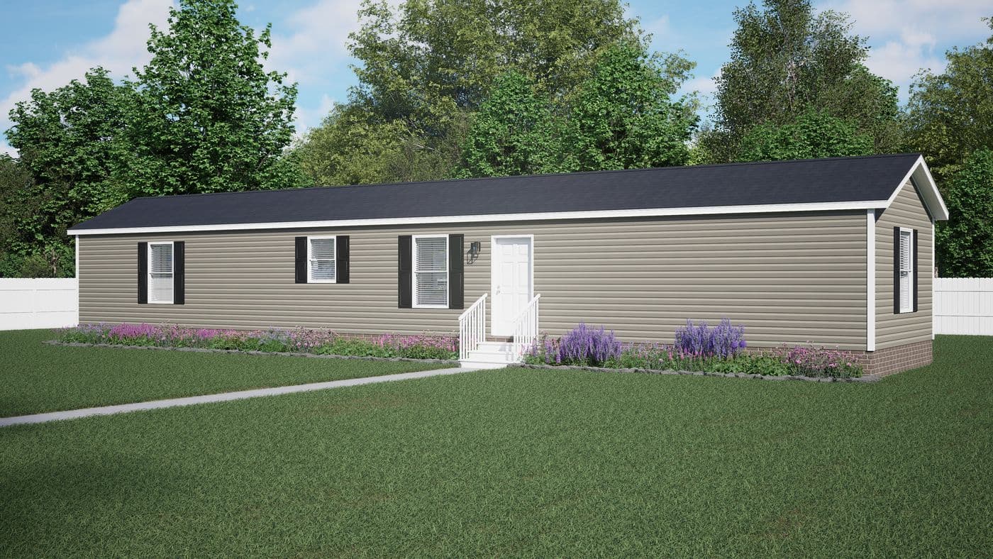 The 7016-CC01 CORNERSTONE 70 Exterior. This Manufactured Mobile Home features 3 bedrooms and 2 baths.