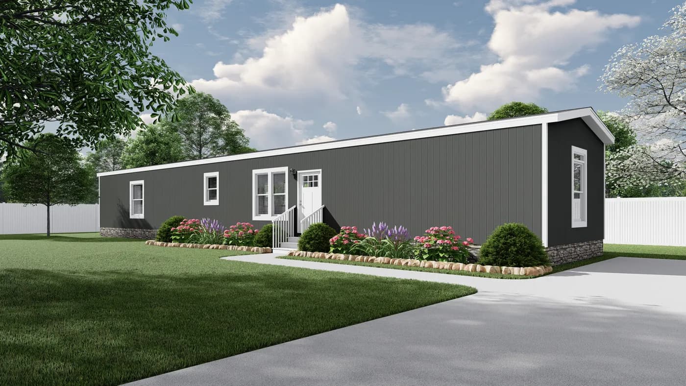 The RESOLUTION 16763J Exterior. This Manufactured Mobile Home features 3 bedrooms and 2 baths.
