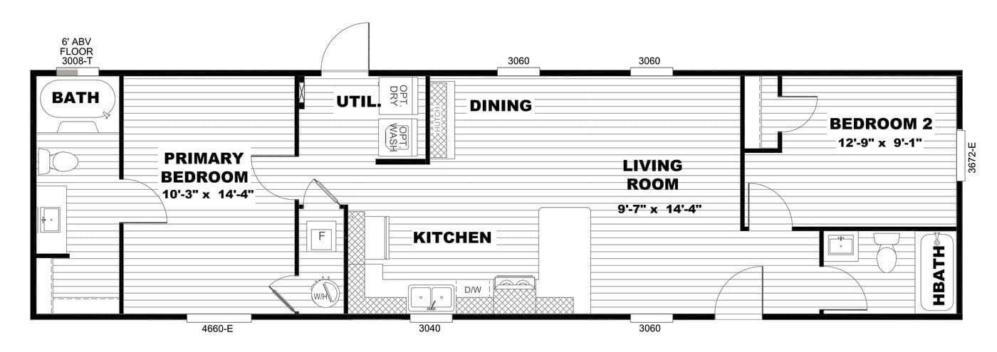 The HOMESTEAD 16562A Exterior. This Manufactured Mobile Home features 2 bedrooms and 2 baths.