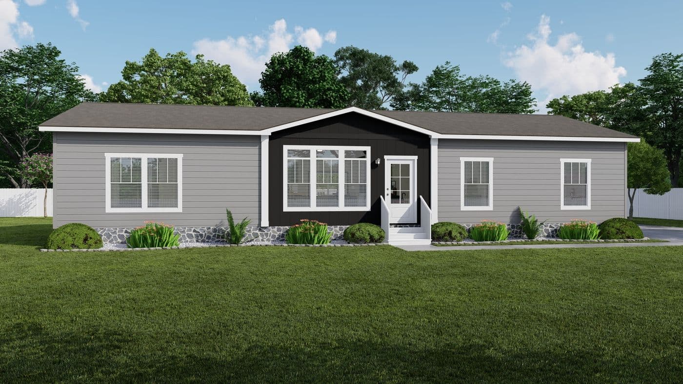 The THE SIERRA Exterior. This Manufactured Mobile Home features 4 bedrooms and 2 baths.